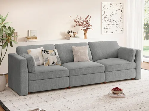 Vista 11 de CUGOAO Sofá biplaza extragrande de 83.5 pulgadas, sofás para sala de estar, sofá nube de felpilla de asiento profundo, sofá modular seccional, funda