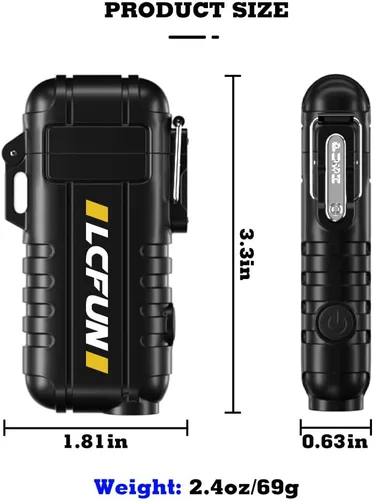 Vista 8 de LcFun Encendedor eléctrico recargable USB C, encendedores de plasma impermeables con pantalla LED de batería, encendedores de arco largo resistente