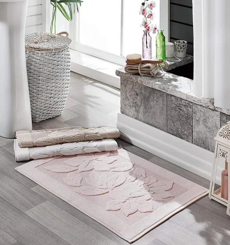 Vista 2 de Tapete de baño – Tapete de baño – Tapetes de ducha lavables – Toallas para el suelo del fregadero, tapetes de baño 100% algodón turco (1, gris)