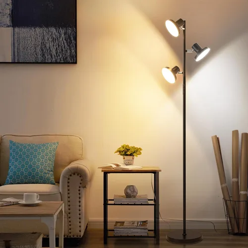 Vista 2 de SIBRILLE Lámpara de pie LED de árbol de 36W, lámpara de pie ajustable moderna con control remoto y táctil, 4 temperaturas de color, 3 lámparas