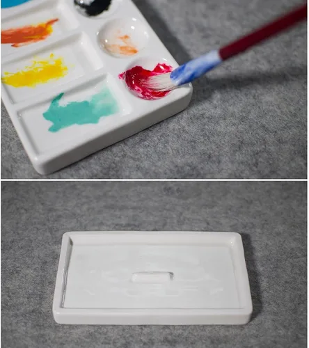 Vista 6 de White Ceramic Palette, Painting Tools for Chinese Painting Gouache, Oil Painting, Paint Tray