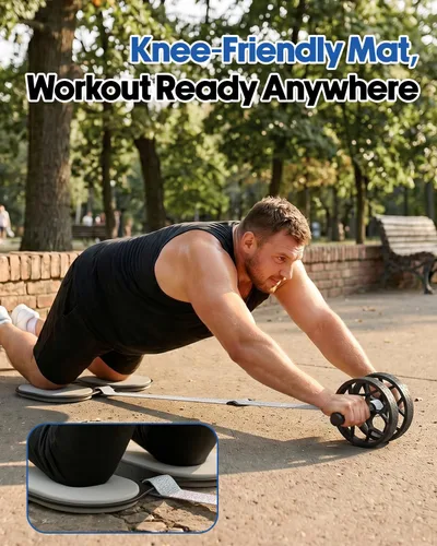 Vista 4 de VINSGUIR Ab Roller Wheel for Beginners to Pros, Ab Roller with Adjustable & Detachable Resistance Band, Core Workout Equipment for Home Gym