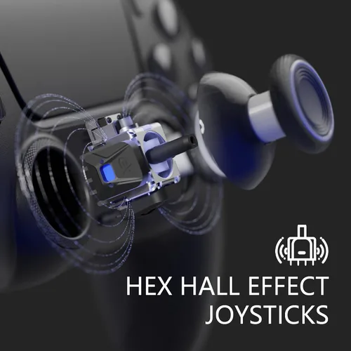 Vista 4 de HEXGAMING RIVAL Hall Effect Wireless Controller Compatible with ps5-2 Back Buttons, Mouse-Click Hair Triggers, Interchangeable Thumbsticks - Black