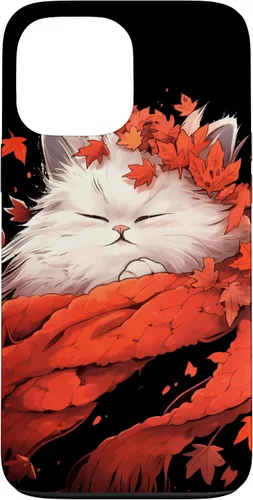 Vista 23 de Persian Cat Kitten Autumn Fall Leaves Thanksgiving Case for iPhone 16