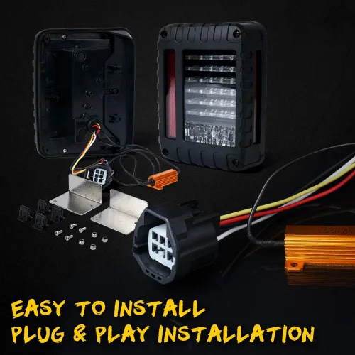 Vista 5 de Luces traseras Xprite con función de señal de giro de freno y luz de reversa, luces LED traseras compatibles con Jeep Wrangler JK JKU 2007-2018