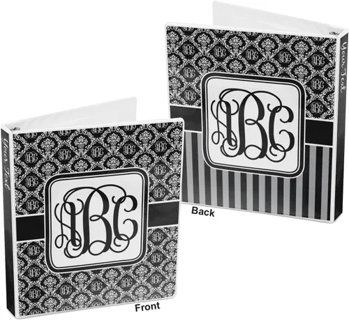 Vista 5 de Carpeta personalizada de 3 anillas de damasco con monograma - 1 pulgada