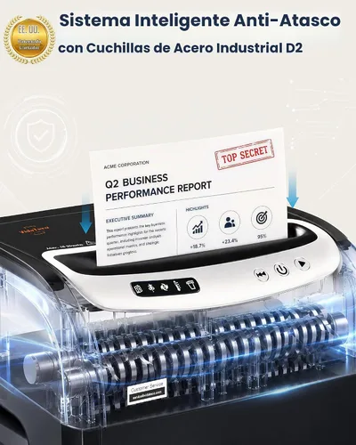 Vista 2 de VidaTeco - Trituradora de papel de microcorte de 18 hojas para oficina