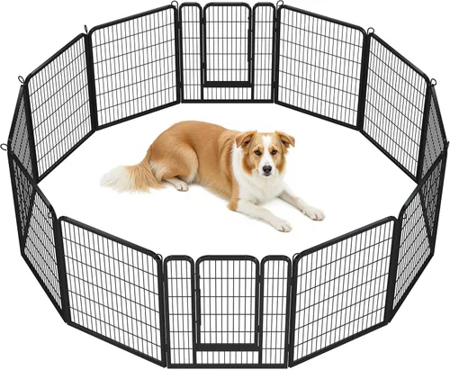 Vista 16 de Yaheetech - Corralito para perros con paneles anchos, 6 paneles de 24 pulgadas de alto con puerta, cerca portátil para interiores y exteriores