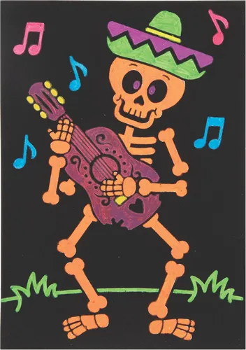 Vista 5 de Baker Ross FE729 Día de los Muertos en color en decoraciones de imagen, paquete de 10, imágenes de fieltro para manualidades, haz tu propia