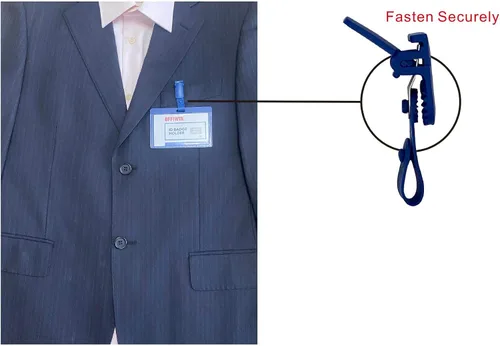 Vista 5 de Portatarjetas de identificación, portatarjetas de identificación de plástico PP duradero horizontal azul con clip, protector de tarjeta con 1