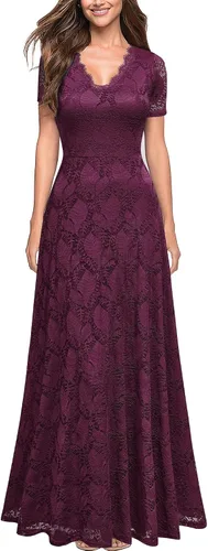 Vista 3 de REPHYLLIS Vestido largo de dama de honor formal vintage de encaje retro para mujer
