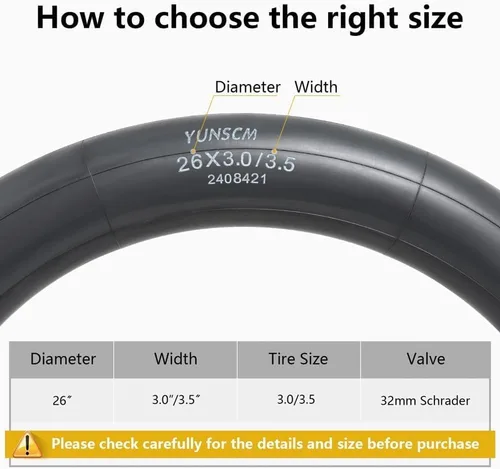 Vista 4 de 2-PCS 26 x 3.0 Heavy Duty E-Bike Tubes 26X3.0/3.5 AV32mm Schrader Valve 76/89-559 Inner Tubes Compatible with 26 X 3 26 X 3.5 Bike Bicycle Tire Tubes
