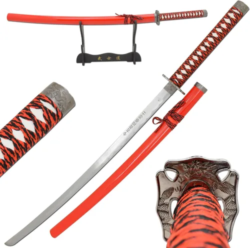 Vista 13 de Snake Eye Tactical Espada samurái katana de dos tonos con soporte de espada gratis