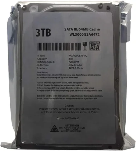 Vista 4 de WL 3TB 7200RPM 64MB caché SATA III 6.0Gb/s 3.5" Disco duro interno de escritorio (para RAID, NAS, DVR, PC de escritorio)