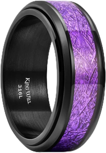 Vista 16 de King Will Anillo giratorio de acero inoxidable 316L para hombres y mujeres, anillo antiestrés de 0.315 pulgadas de ancho con patrón de dragón/nudo