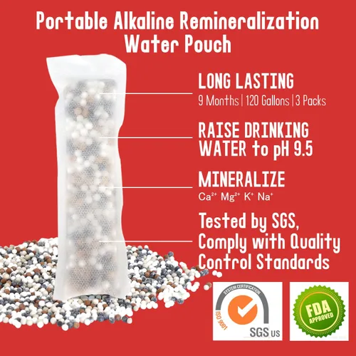 Vista 2 de AlkaEnergy - Bolsas de filtro de agua alcalinas, paquete de 3 – Eleva el pH del agua hasta 9.5, añade minerales esenciales para hidratación