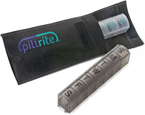 Vista 4 de Organizador de pastilleros para medicamentos y suplementos, 3 ¾ pulgadas x 7 pulgadas, clasificador de medicamentos de 28 días, apto para FSA y HSA