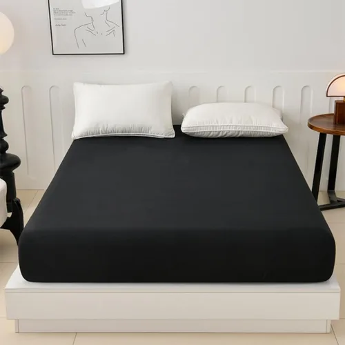 Vista 2 de JUWENIN, Sábana bajera de microfibra de calidad de lujo de 1 pieza Negro