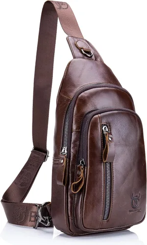 Vista 80 de LUKZIJAES Bolso bandolera de cuero genuino para hombre