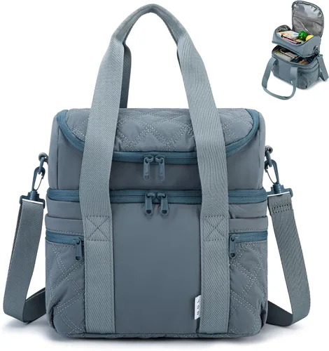 Vista 13 de NOL Natural Organic Lifestyle Bolsa Térmica de Almuerzo de Nylon para Mujeres Bonita Bolsa de Almuerzo Acolchada Grande A Prueba de Fugas Aislada