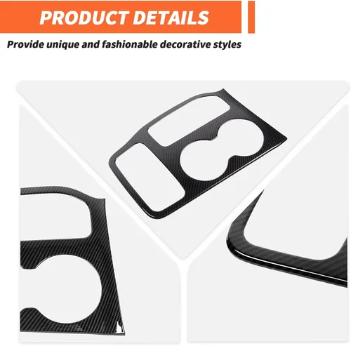 Vista 5 de Cubierta de panel de palanca de cambios de fibra de carbono, soporte para consola central, compatible con Jeep Grand Cherokee 2016 2017 2018 2019