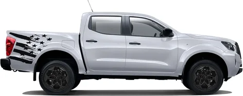 Vista 4 de Bed Tatter - Calcomanías gráficas de bandera de EE. UU. compatibles con Nissan Navara Np300 (rojo)