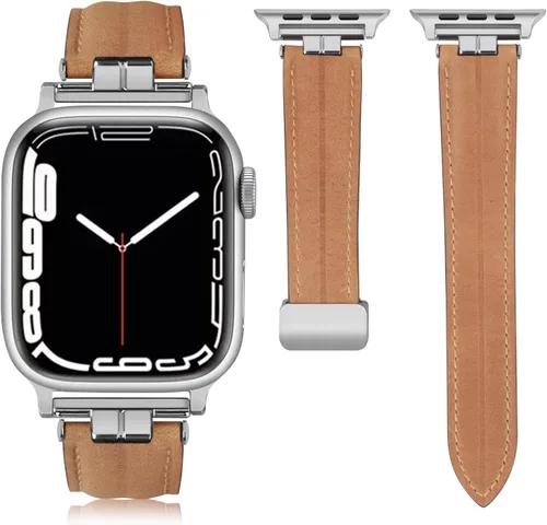 Vista 10 de Mxiixnai - Correas de cuero compatibles con Apple Watch Band 1.929 in 1.772 in 1.732 in 1.654 in 1.614 in 1.575 in 1.496 in, cuero genuino