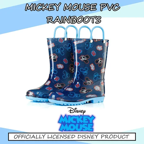 Vista 3 de Disney Mickey Mouse Boys' Waterproof PVC Rain Boots with Handles Toddler & Little Kids