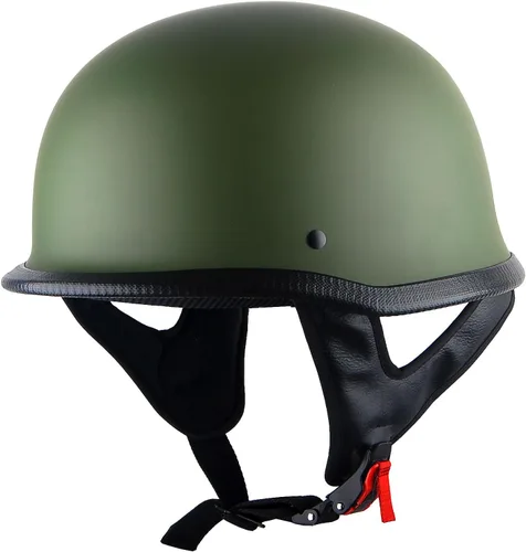 Vista 3 de 1Storm Casco de motocicleta de media cara de novedad estilo alemán aprobado por DOT: HKY602 verde mate