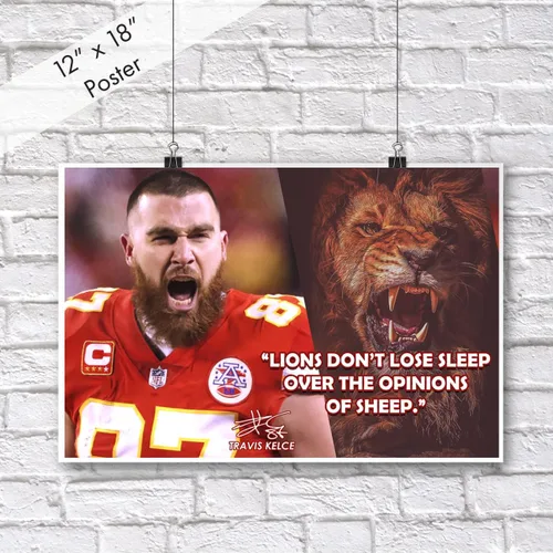 Vista 2 de Póster de Travis Kelce con cita motivacional, carteles inspiradores de fútbol para decoración deportiva, coaching, arte de pared, mentalidad