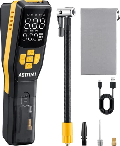 Vista 9 de AstroAI Inflador de neumáticos de 150 PSI, compresor de aire portátil para neumáticos de automóvil, bomba de bicicleta inalámbrica con pantalla LCD