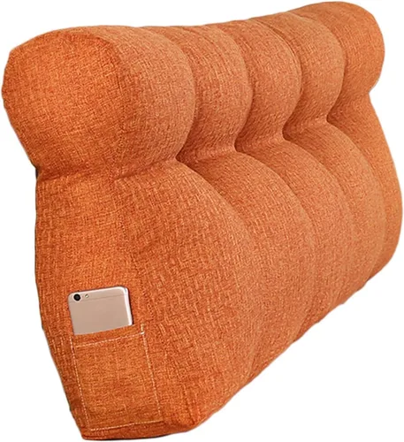 Vista 9 de Cojín triangular grande para cabecero de lectura, almohada para reposo en cama, respaldo triangular, respaldo de forro polar, soporte de Café