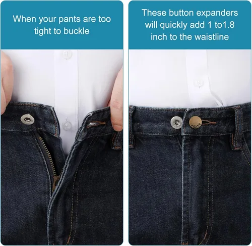 Vista 5 de KUNTAERY 12 extensores de cintura de pantalón para jeans, pantalones y faldas, extensores de botón ajustables sin coser, 1-1.8 pulgadas