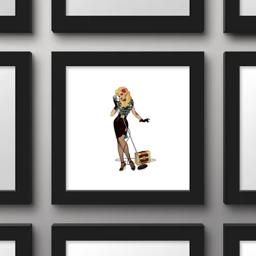 Vista 3 de Trends International Gallery Pops DC Comics Bombshells - Black Canary - Póster de pared de figura de pinup, 12 x 12 pulgadas, versión de marco negro