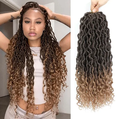 Vista 56 de Cabello Corto de Locs Falsos para Crochet Pre-Enrollado 12 Pulgadas 6 Paquetes Cabello de Locs de Diosa para Crochet Locs Falsos Suaves con Puntas