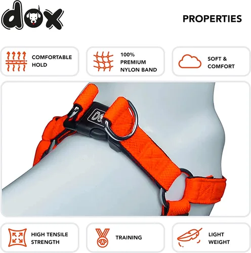 Vista 3 de DDOXX Arnés para perros para razas pequeñas, resistente, ajustable, a prueba de escapes, XS en naranja, ligero, transpirable, hebilla de seguridad