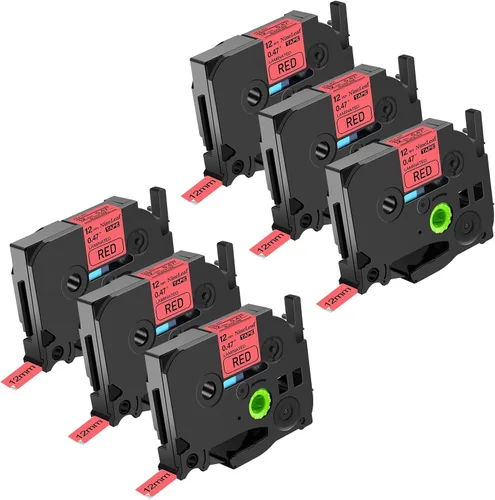 Vista 18 de NineLeaf Paquete de 6 cintas de etiquetas compatibles con Brother TZ TZe TZe-531 TZe531 TZ-531 TZ531 0.472 in 1/2 pulgadas, negro sobre azul