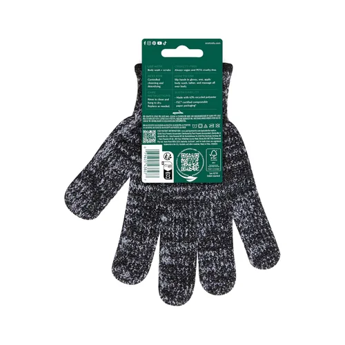Vista 9 de EcoTools Guantes de baño y ducha de carbón, guantes exfoliantes que eliminan la piel muerta y limpian todo el cuerpo, guantes de baño con carbón