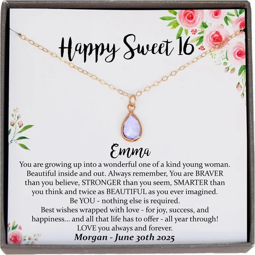 Vista 9 de Collar personalizado de Be Wished, regalo Sweet 16 para niñas, con mensaje significativo