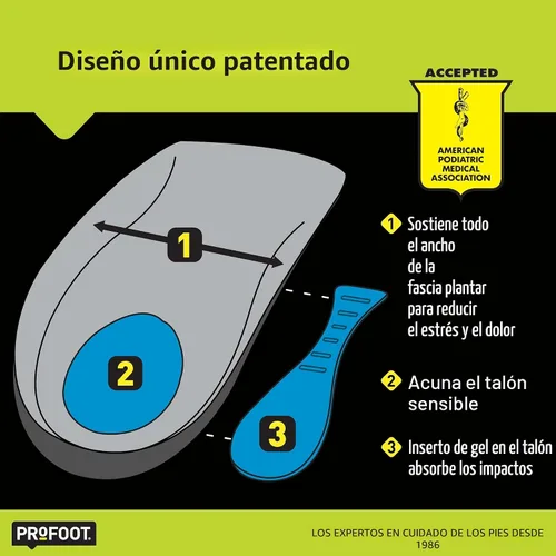 Vista 2 de PROFOOT Plantillas ortopédicas para fascitis plantar para mujer (tallas 6-10) – Insertos de gel para zapatos para alivio instantáneo del dolor