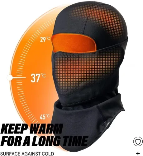Vista 9 de SAITAG Pasamontañas de esquí, máscara facial cálida para clima frío, invierno, esquí, snowboard, motociclismo, pesca en hielo, hombres