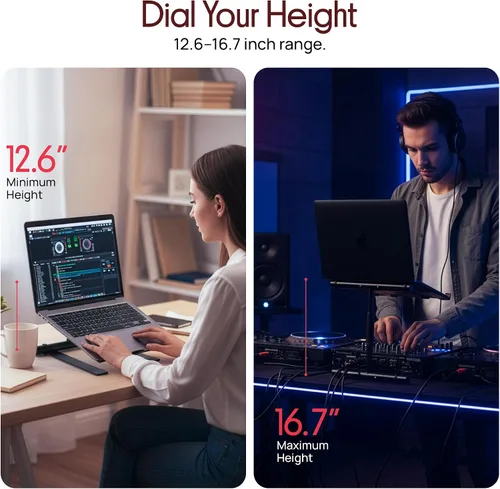 Vista 13 de Soporte de mesa Pyle plpts47 para todo tipo de dispositivos. Estación de trabajo para DJ con estantes en dos niveles., Negro