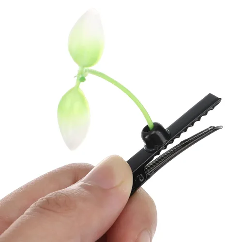 Vista 2 de 8 pinzas para el cabello de hierba divertidas, color verde, horquillas para brotes de frijoles, pasador de hierba, hoja verde, antena, horquillas