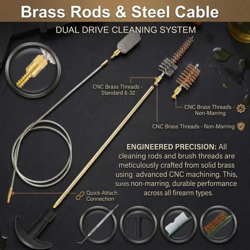 Vista 4 de Kit de limpieza de pistola Bore Baby Universal para rifle, pistola, escopeta con estuche de transporte portátil para 12Ga 20Ga .22 5.56mm .223