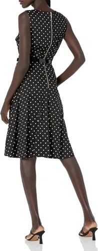 Vista 2 de Karl Lagerfeld Paris Vestido acampanado de algodón con lunares para mujer