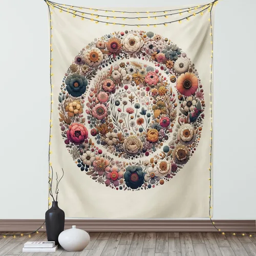 Vista 187 de Ambesonne Tapiz hippie, abrazo de hongos de ensueño y árbol de la vida místico y mandal verde, decoración de tela para colgar en la pared