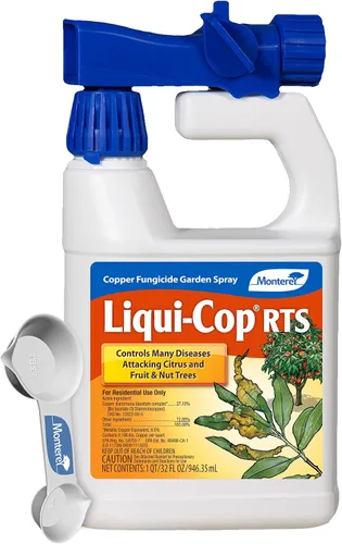 Vista 2 de Monterey Liqui-Cop con cuchara medidora, fungicida de cobre en aerosol de jardín para cítricos, frutales y árboles de nueces, 1 galón