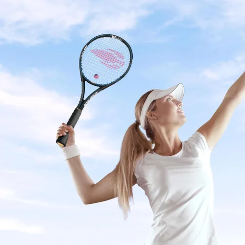 Vista 6 de Raqueta de tenis para 2 jugadores para adultos, perfecta para jugadores principiantes y profesionales, raqueta de tenis de velocidad de 27 pulgadas