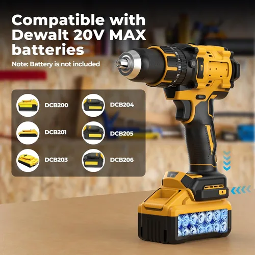 Vista 12 de Taladro de Martillo Inalámbrico Compatible con Batería Dewalt 20V MAX (Sin Batería) Taladro Sin Escobillas de 20V, Taladro Inalámbrico de 1/2