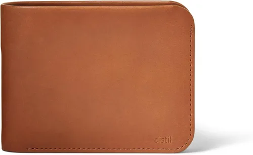 Vista 2 de Distil Union Norm Bifold Billetera minimalista de cuero de grano completo Bolsillos interiores con pestaña de tirar, blindaje RFID (marrón)